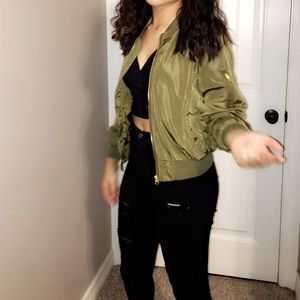 Green light weight bomber jacket